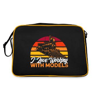 Modelleisenbahn Züge Zugfahren Geschenk - Retro Tasche - Schwarz/Gold - Hinten