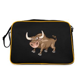 Cute bull cartoon illustration - Retro Bag - black/gold - Back