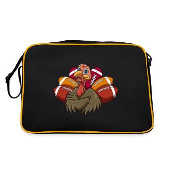 Thanksgiving Truthahn Football Touchdowns - Retro Tasche - Schwarz/Gold - Hinten