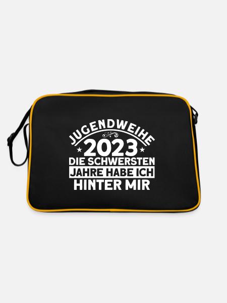 Jugendweihe 2023 Die Schwersten Jahre Habe Ich Hin - Retro Tasche - Schwarz/Gold - Hinten