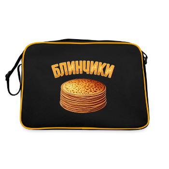 Blini Russian Pancakes Russia Crepes Russian - Retro Bag - black/gold - Back