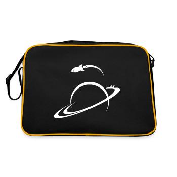 Space Ship Planet Earth Saturn Universe Shuttle - Retro Bag - black/gold - Back