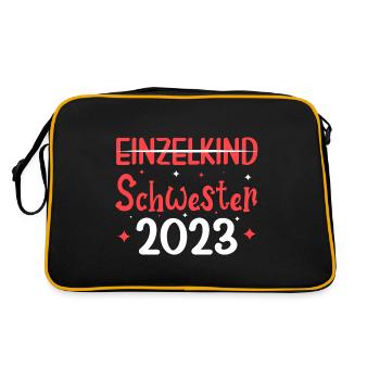 Einzelkind Schwester 2023 - Retro Tasche - Schwarz/Gold - Hinten