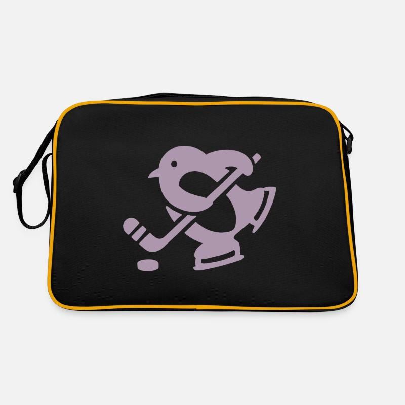 Pinguin Hockey Eishockey Silhouette Minimalistisch Retro Bag