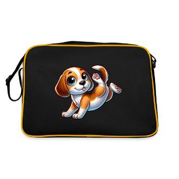 Cute Beagle Handstand Breakdance Sport Cartoon - Retro Bag - black/gold - Back