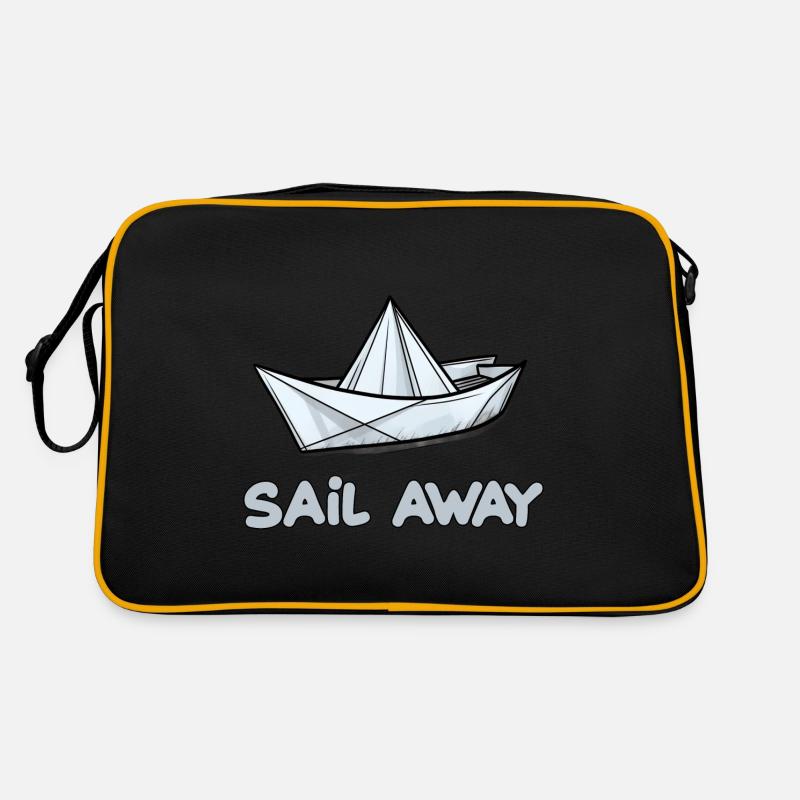 Papierschiff Papierboot Papierschiffchen - Retro Tasche - Schwarz/Gold