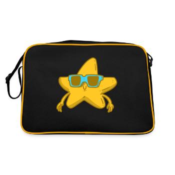 Star Sky Clouds Night Moon Sparkle Snuff - Retro Bag - black/gold - Back