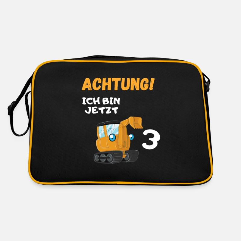 3 Geburtstag Bagger Kindergeburtstag Traktor Retro Tasche