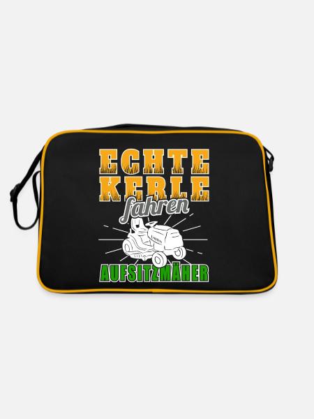Aufsitzmäher Rasenmäher rasen mähen Rasentraktor - Retro Tasche - Schwarz/Gold - Hinten