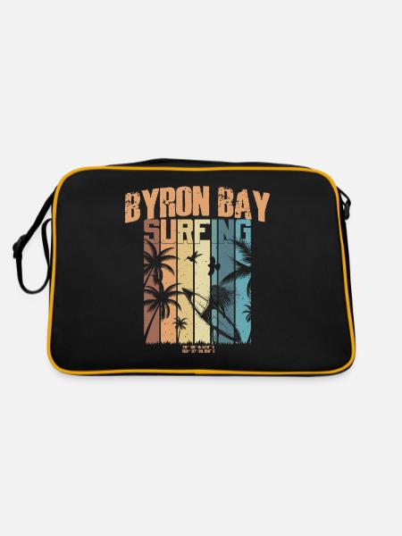 Surfing for Surfers Vintage Byron Bay Gift Idea - Retro Bag - black/gold - Back