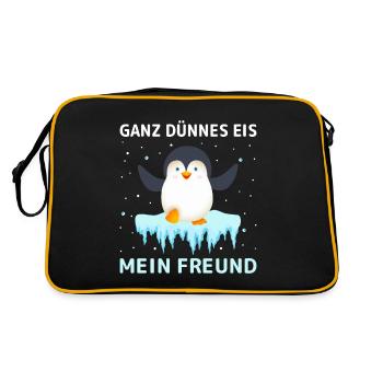Ganz dünnes Eis mein Freund - Retro Tasche - Schwarz/Gold - Hinten
