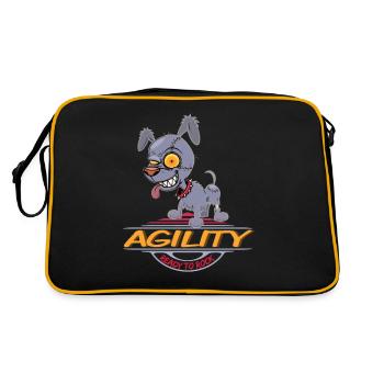 AGILITY HUND, HUNDESPORT MOTIV FÜR HUNDE FAN - Retro Tasche - Schwarz/Gold - Hinten