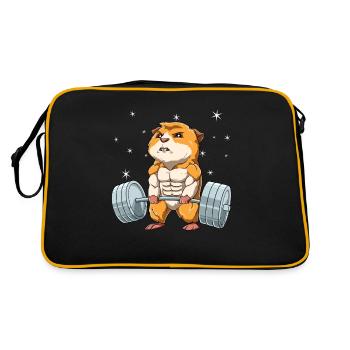 Meerschweinchen Gewichtheben Fitness-Studio - Retro Tasche - Schwarz/Gold - Hinten