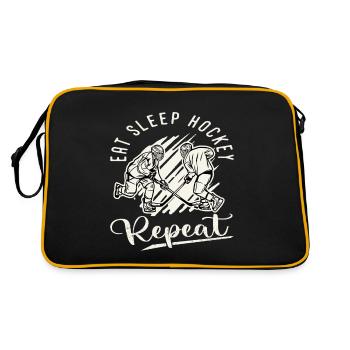 Eishockey Hockey Sport Eat Sleep Hockey Repeat - Retro Tasche - Schwarz/Gold - Hinten