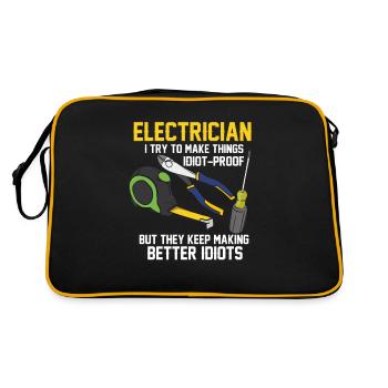 Electrician Electricians Electrician Dad Saying - Retro Bag - black/gold - Back