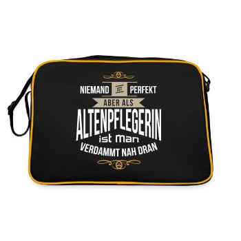 Perfekt als Altenpflegerin Pflegerin Pflegekraft - Retro Tasche - Schwarz/Gold - Hinten