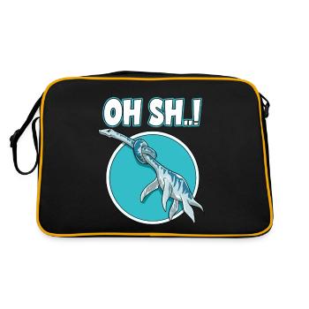 Dino Knoten Elasmosaurus Verknotet - Retro Tasche - Schwarz/Gold - Hinten