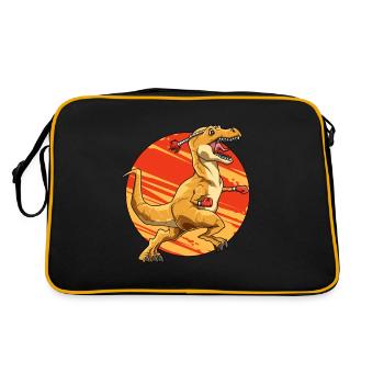 Brachiosaurus Dinosaurier Astronaut Dino Langhals - Retro Tasche - Schwarz/Gold - Hinten