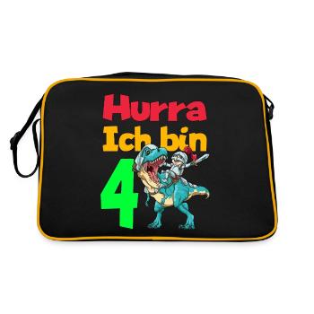 Ich bin 4 Ritter auf Trex Dinosaurier für Kinder - Retro Tasche - Schwarz/Gold - Hinten