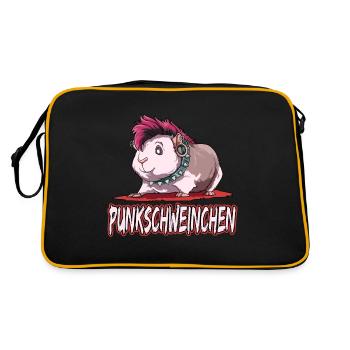 Punkschweinchen Meerschweinchen Punk - Retro Tasche - Schwarz/Gold - Hinten