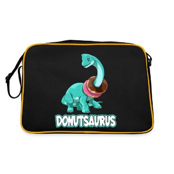 Donutsaurus Dinosaurier Brachiosaurus - Retro Tasche - Schwarz/Gold - Hinten
