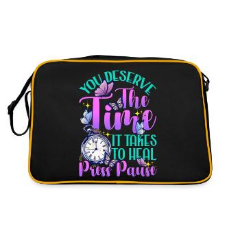Heilung Heal Health Healthcare Relax Therapie Zeit - Retro Tasche - Schwarz/Gold - Hinten