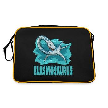 Elasmosaurus für einen Dino Fan und Dinosaurier - Retro Tasche - Schwarz/Gold - Hinten