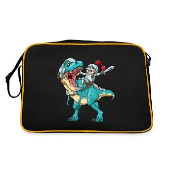 Tyrannosaurus Dinosaurier Ritter Dino Kinder Kids - Retro Tasche - Schwarz/Gold - Hinten