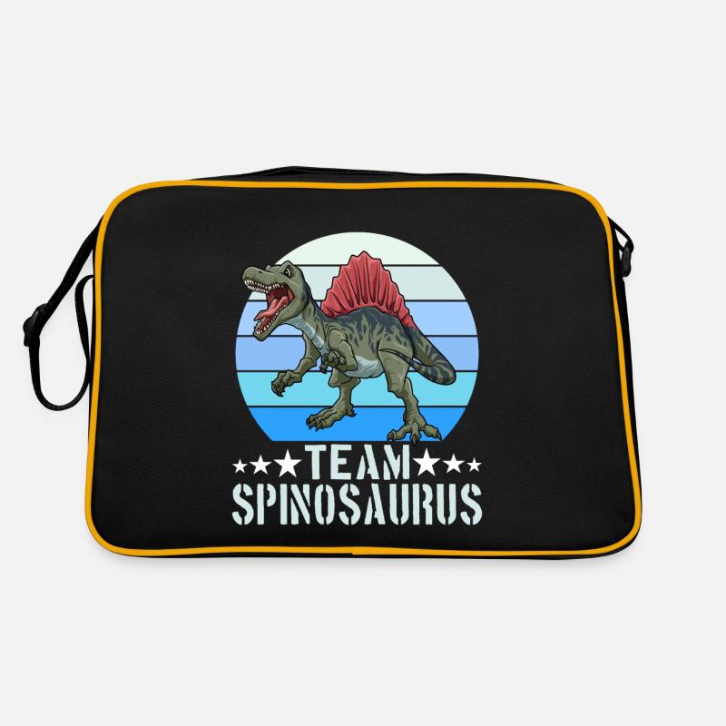 Team Spinosaurus Dinosaurier Dino - Retro Tasche - Schwarz/Gold