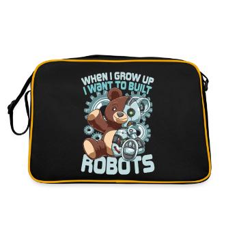 When I Grow Up I Want To Built Robots - Retro Tasche - Schwarz/Gold - Hinten