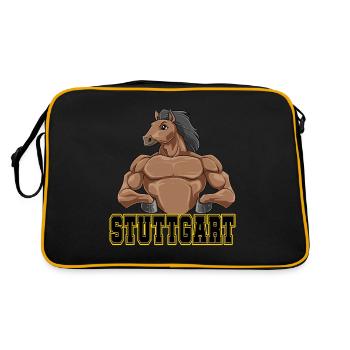 Stuttgarter Löwe Pferd Stadt Schwabe - Retro Tasche - Schwarz/Gold - Hinten