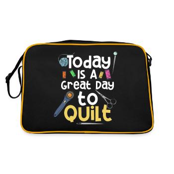 It's A Great Day To Quilt Quilting Gift - Retro Bag - black/gold - Back