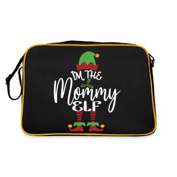 Mama Elf Niedliches lustiges passendes Weihnachtskostüm - Retro Tasche - Schwarz/Gold - Hinten