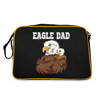 Eagle Dad Eagle Papa und Baby Papa Vatertag - Retro Tasche - Schwarz/Gold - Hinten