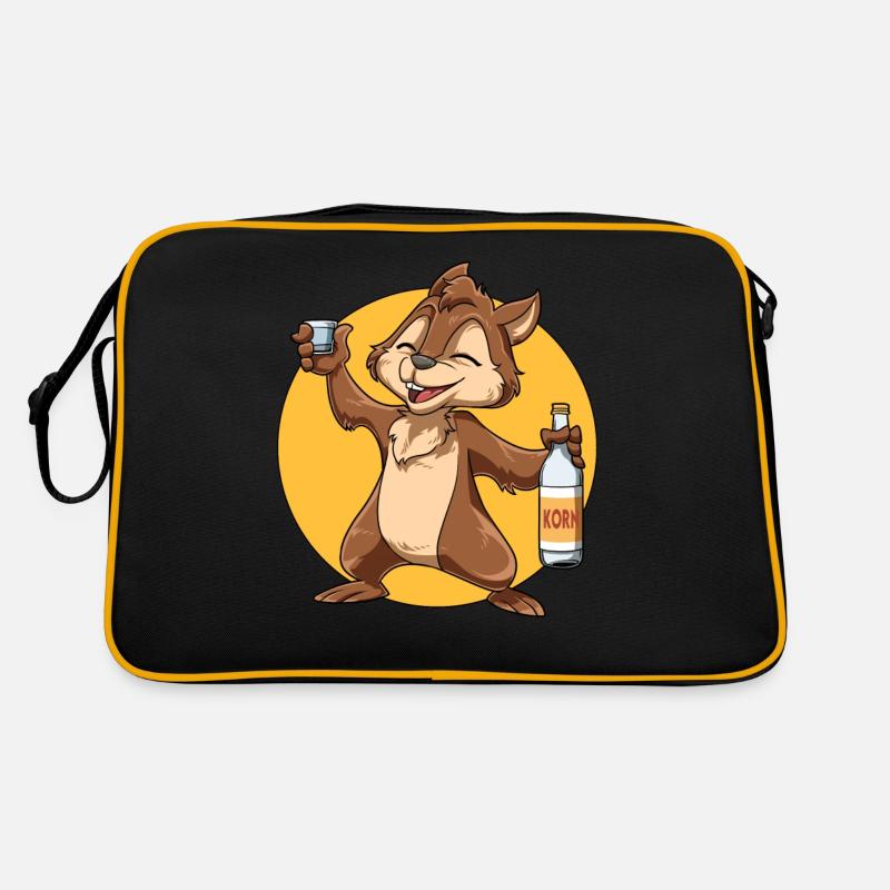 Lustiges Eichhörnchen mit Korn Retro Tasche