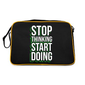 Stop Thinking Motivational Sayings Quotes - Retro Bag - black/gold - Back