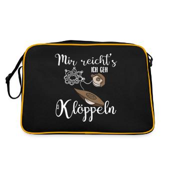 Mir reicht's ich geh Klöppeln lustiger Spruch - Retro Tasche - Schwarz/Gold - Hinten