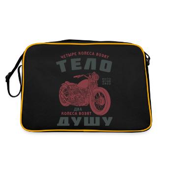 4 Räder für den Körper, 2 Räder für die Seele - Retro Tasche - Schwarz/Gold - Hinten