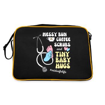 Midwife Midwives Baby Obstetrician Gift - Retro Bag - black/gold - Back