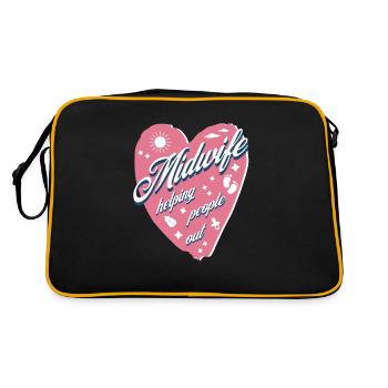 Great Midwives Heart Obstetrician Gift - Retro Bag - black/gold - Back