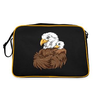 Starker Adler mit Adler Kind für einen Adler - Retro Tasche - Schwarz/Gold - Hinten