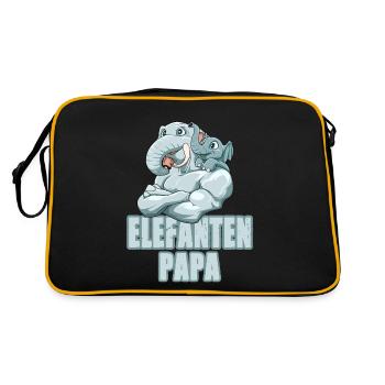 Starker Elefant mit Elefanten Kind - Retro Tasche - Schwarz/Gold - Hinten