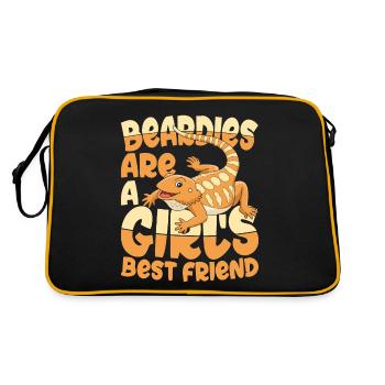 Beardies Are A Girls Best Friend für - Retro Tasche - Schwarz/Gold - Hinten