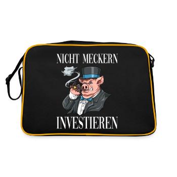 Nicht Meckern INVESTIEREN - Retro Tasche - Schwarz/Gold - Hinten