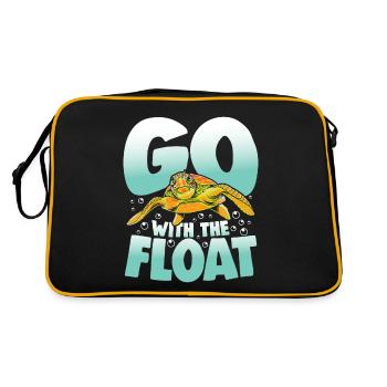 Go With The Float für Schildkrötenliebhaber - Retro Tasche - Schwarz/Gold - Hinten