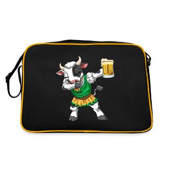 Kuh Festzelt Bier Dabbing Kühe Volksfest - Retro Tasche - Schwarz/Gold - Hinten