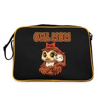 Eulen Mama Muttertag Mom Mutter für eine Mama - Retro Tasche - Schwarz/Gold - Hinten