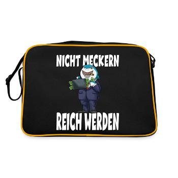 Nicht Meckern Reich Werden Hai Chef - Retro Tasche - Schwarz/Gold - Hinten