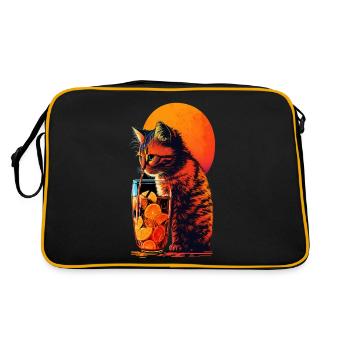 Funny cat drinks cocktail Cat lover - Retro Bag - black/gold - Back
