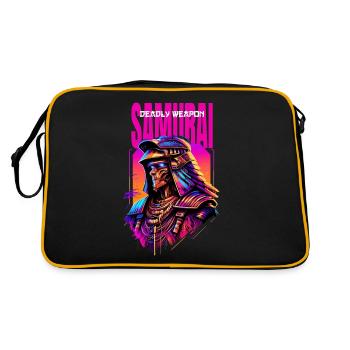 Samurai Cyber Warrior Geschenk - Retro Tasche - Schwarz/Gold - Hinten